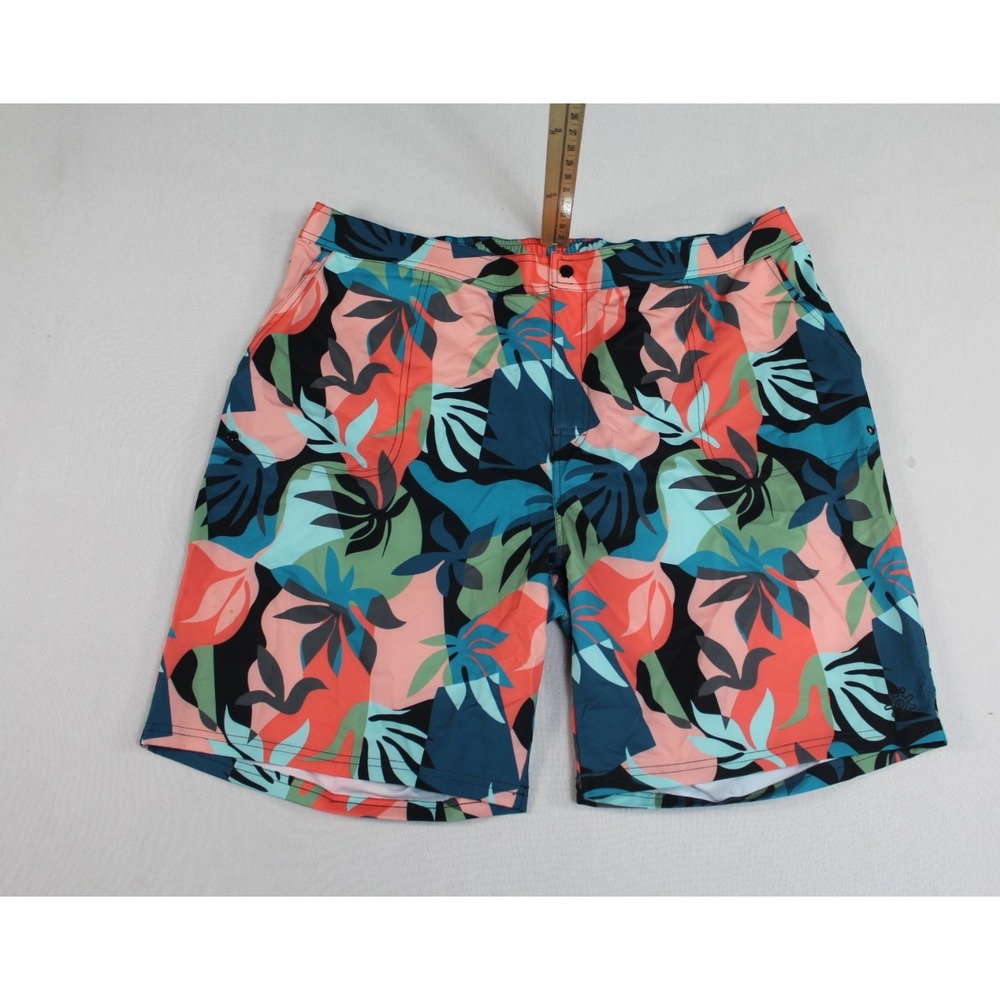 UV Skins Men Blue Floral Board Shorts Elastic Waist Summer Size 3XL